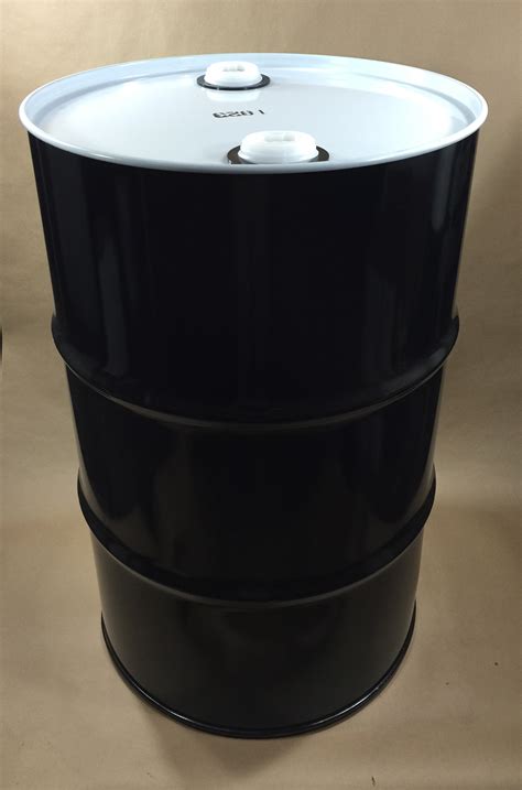 55 gal steel drum - Price Container 55 gal Open Head Steel Black Drum with white pancake lid and lever/Bolt ring lock.